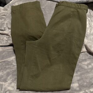 Crossroads Petite Olive Stretch Tapered/Straight Leg Pants